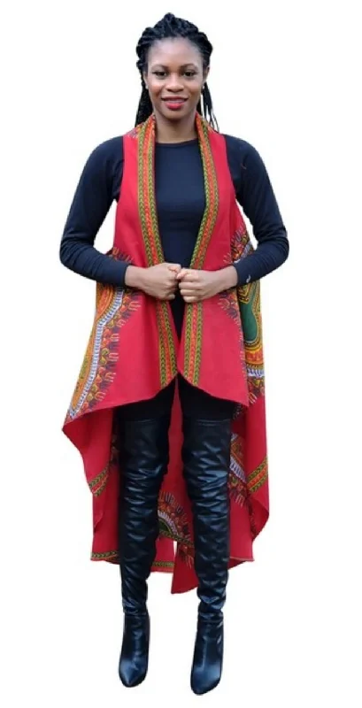 Esemole Red Dashiki African Print Fashion Shawl Wrap Vest with Armholes - DPPS3975 Soft Knit Shawl Poncho Esemole Red Dashiki African Print Fashion Shawl Wrap Vest with Armholes - DPPS3975 Soft Knit Shawl Poncho