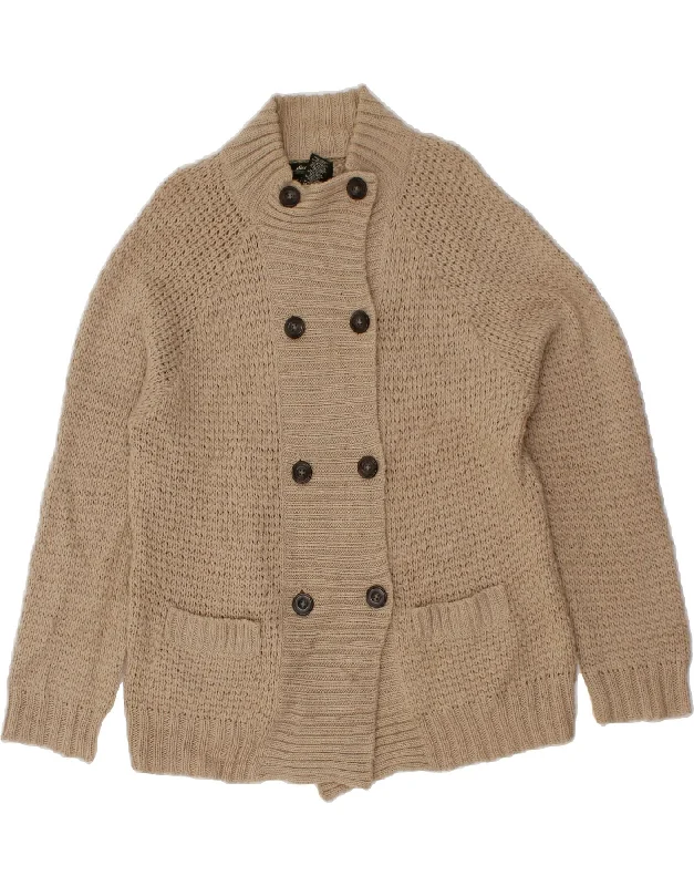 EDDIE BAUER Womens Cardigan Sweater UK 18 XL Beige Acrylic Velvet Chenille Corduroy