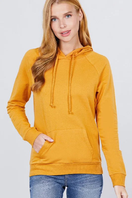 French Terry Pullover Hoodie Hoodie with Back Slit Movement Comfort