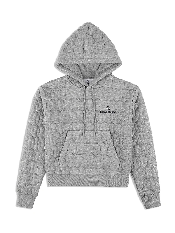 Women's Aversa Quilted Hoodie- Heather Grey Hoodie with Print Artistic Unique