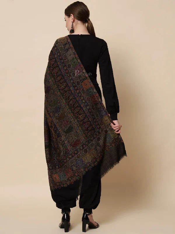 Pashtush Womens Extra Fine Ethnic Shawl, Pure Wool, Woolmark Certificate, Multicolour Comfortable Summer Shawl Wrap