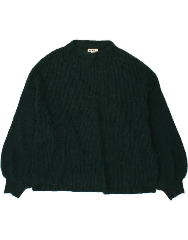 WHISTLES Womens Oversized Turtle Neck Jumper Sweater UK 14 Medium Green Open Front Closed Front Wrap Front