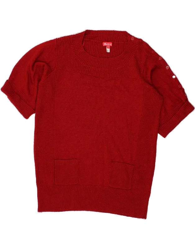 MONSOON Womens Short Sleeve Crew Neck Jumper Sweater UK 18 XL Red Wool Boat Neck Shawl Collar Notched Collar MONSOON Womens Short Sleeve Crew Neck Jumper Sweater UK 18 XL Red Wool Boat Neck Shawl Collar Notched Collar