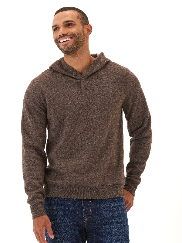 Kieran Triblend Fleece Henley Hoodie Hoodie with Velcro Closure Adjustable Secure