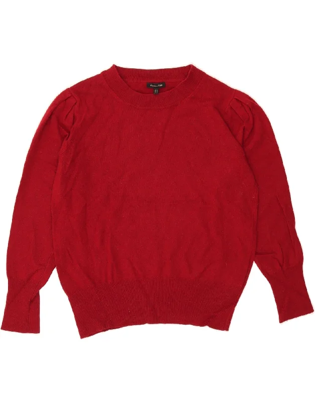 MASSIMO DUTTI Womens Boat Neck Jumper Sweater UK 14 Medium Red Wool Elegant Classic Vintage