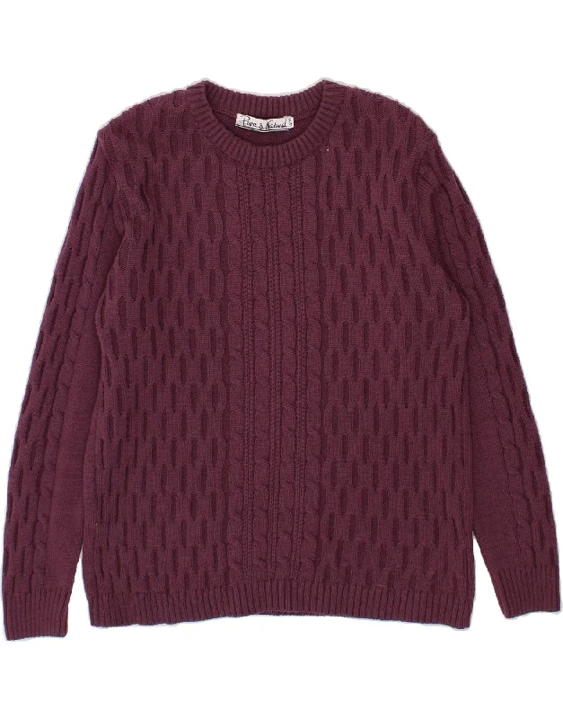 VINTAGE Womens Crew Neck Jumper Sweater UK 14/16 Large Purple Polyester Knit Fabric Woven Fabric Fleece Fabric VINTAGE Womens Crew Neck Jumper Sweater UK 14/16 Large Purple Polyester Knit Fabric Woven Fabric Fleece Fabric