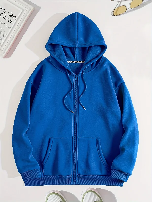 Cozy Solid Hoodie Sweatshirt - Soft Long Sleeve Drawstring Kangaroo Pocket, Casual Women's Clothing for Everyday Wear, Relaxed Fit, Perfect for Outdoor Activities Hoodie with Magnetic Closure Innovative Modern