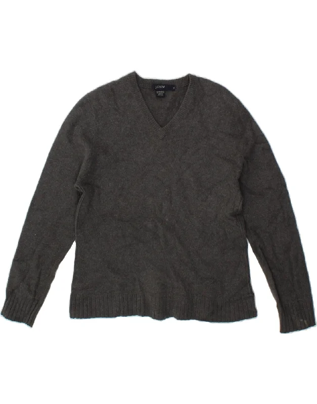 J. CREW Womens V-Neck Jumper Sweater UK 18 XL Grey Cashmere Plaid Sweater Polka Dot Checkered
