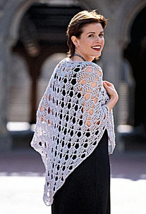 Silver Shawl (Crochet) Elegant Lace Shawl Wrap