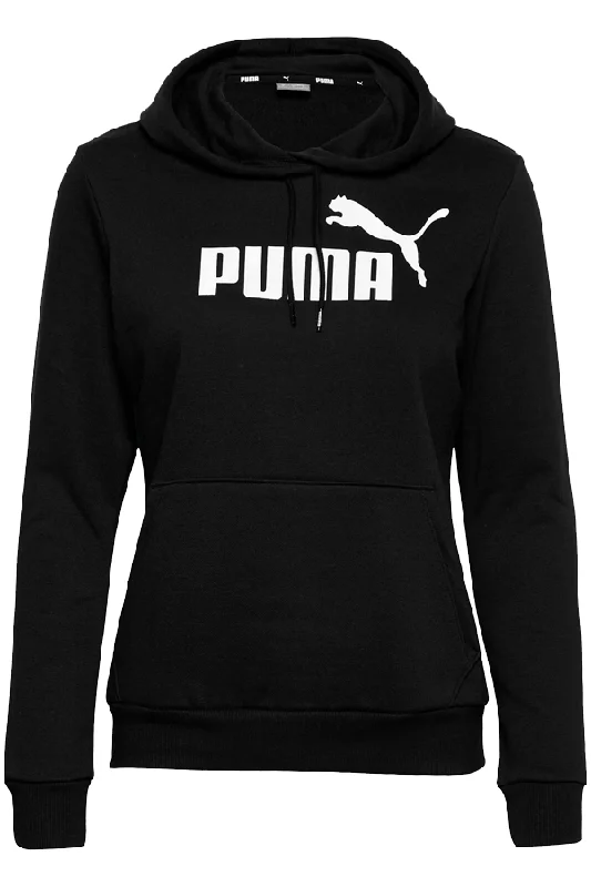 PUMA Women Essential Logo Hoodie Black Hoodie with Hem Drawcord Adjustable Customizable