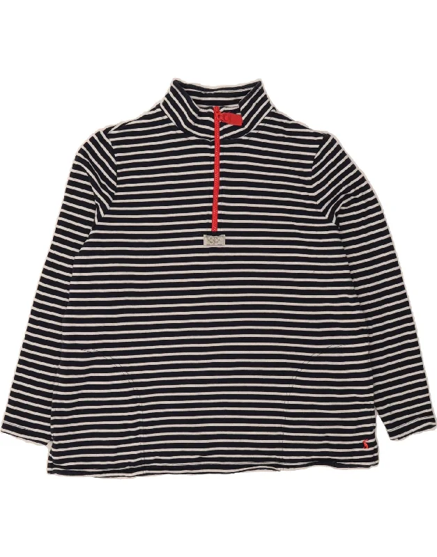 JOULES Womens Zip Neck Jumper Sweater UK 18 XL Navy Blue Striped Cotton Bright Pastel Dark