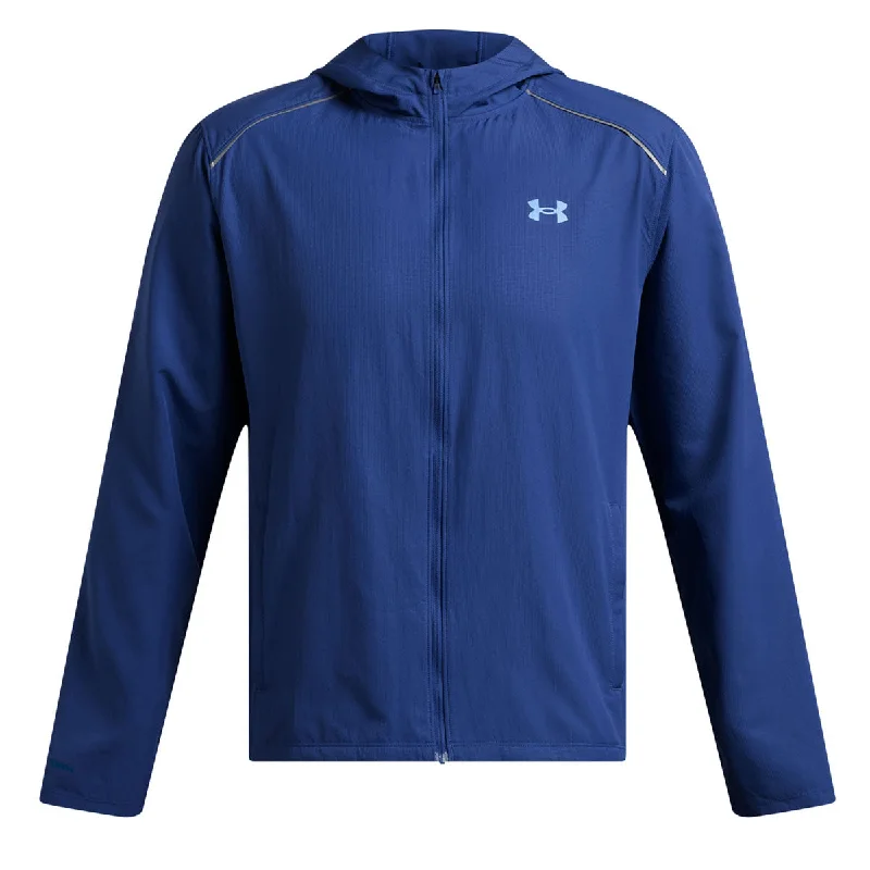 Under Armour Storm Run Hooded Jacket - Mens - Tech Blue/Horizon Blue/Reflective Wool Jacket Cashmere Jacket Tweed Jacket