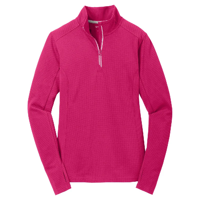 Sport-Tek Women's Pink Raspberry Sport-Wick Textured 1/4-Zip Pullover Fine Merino Wool Sport-Tek Women's Pink Raspberry Sport-Wick Textured 1/4-Zip Pullover Fine Merino Wool