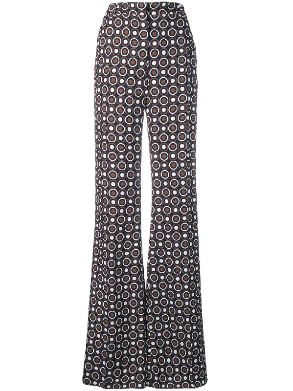 dotted print flared trousers Trousers Satin Smooth