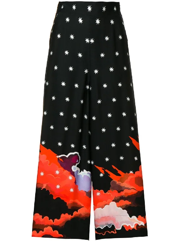 Cloud print cropped trousers Trousers Cargo Utility