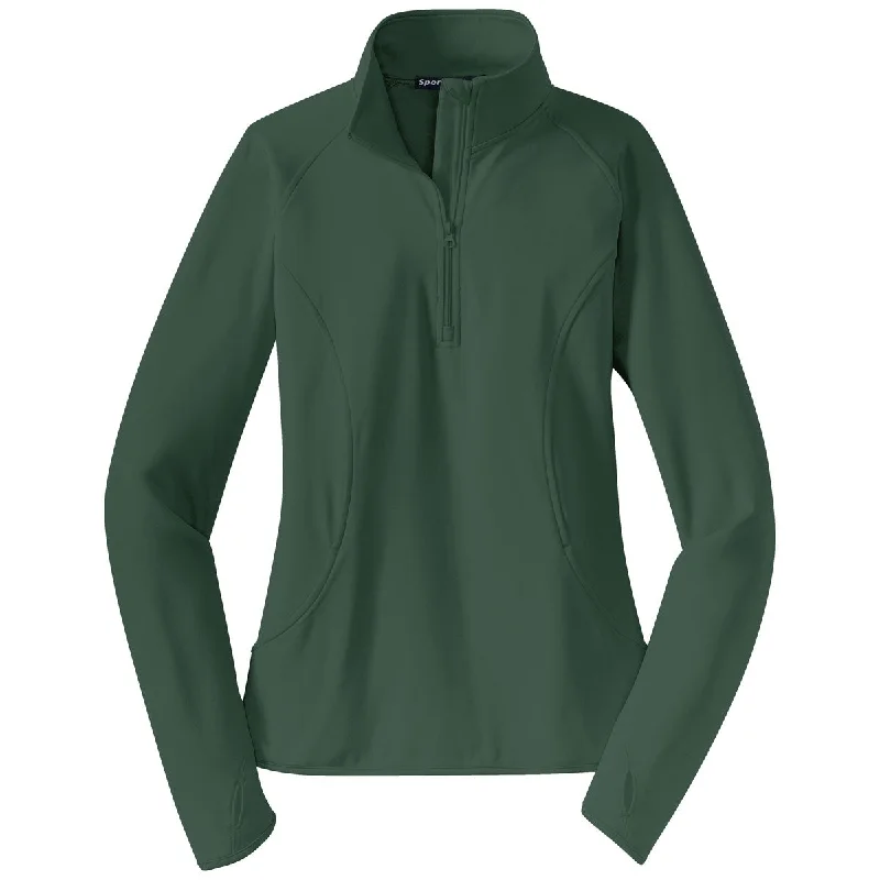 Sport-Tek Women's Forest Green Sport-Wick Stretch 1/4-Zip Pullover Deep Neck Pullover Sport-Tek Women's Forest Green Sport-Wick Stretch 1/4-Zip Pullover Deep Neck Pullover