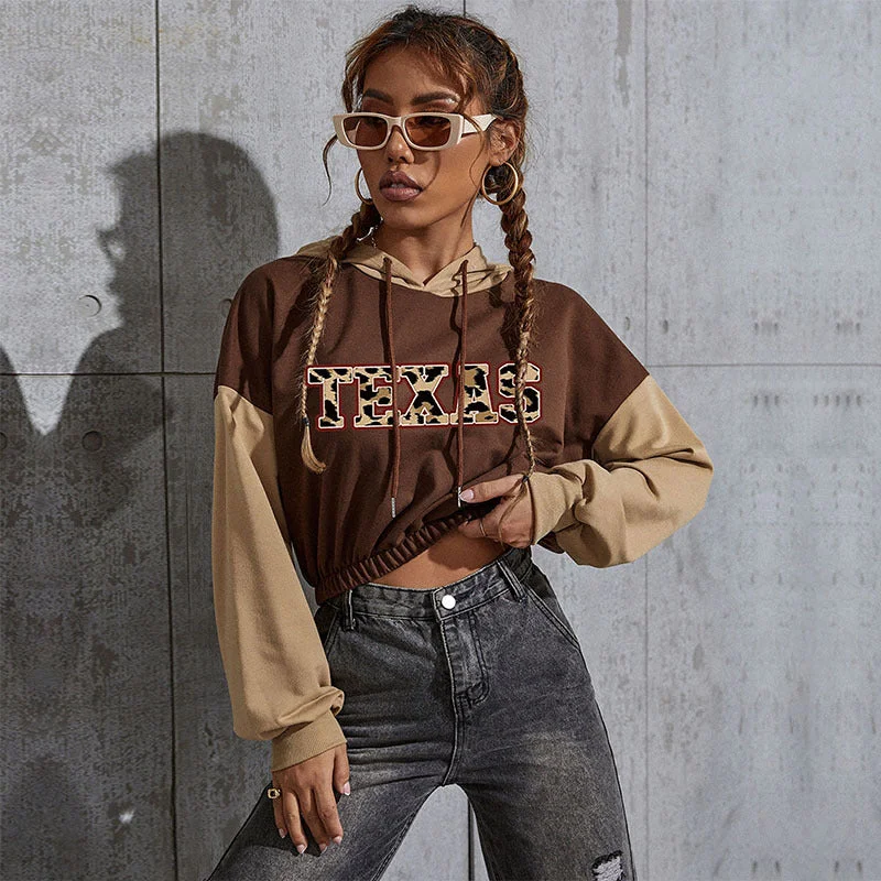 IKEARLAX  Popular trade popular new products autumn 2025 short printed hoodie casual exposed button splicing hooded sweater women Hoodie with Turtle Neck Cozy Winter