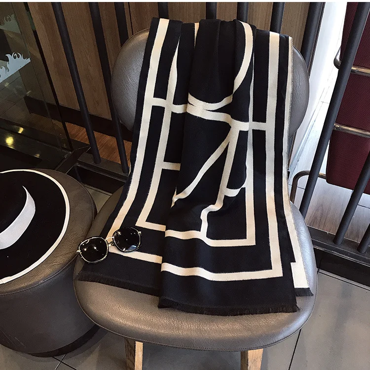 Women Winter Chic Color Blocking Imitation Cashmere Warm Shawl Scarf Casual Cotton Shawl Women Winter Chic Color Blocking Imitation Cashmere Warm Shawl Scarf Casual Cotton Shawl