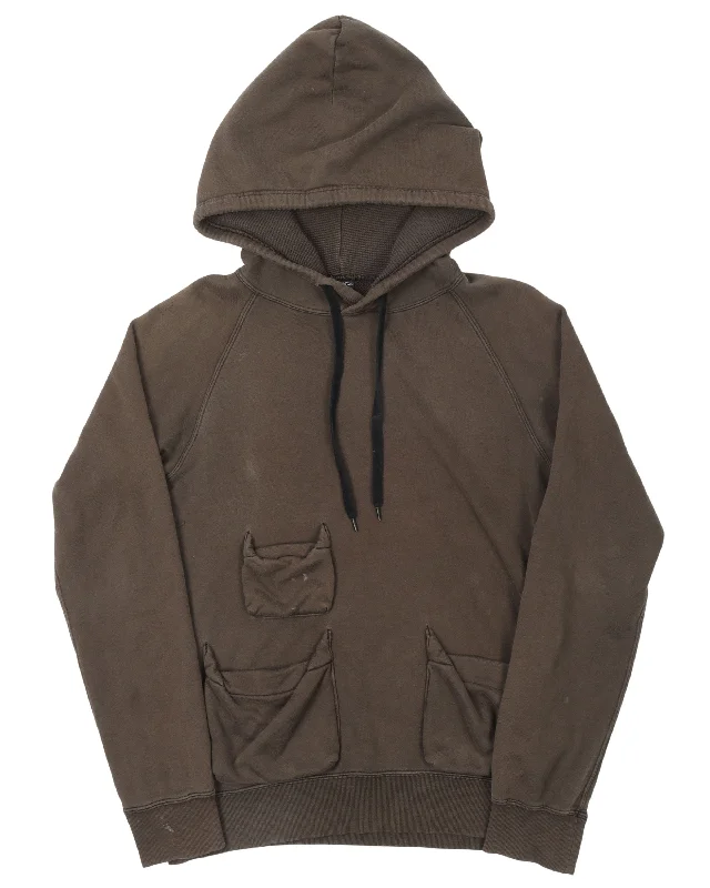 Multi-Pocket Hoodie Hoodie with Ribbed Neckline Snug Warm