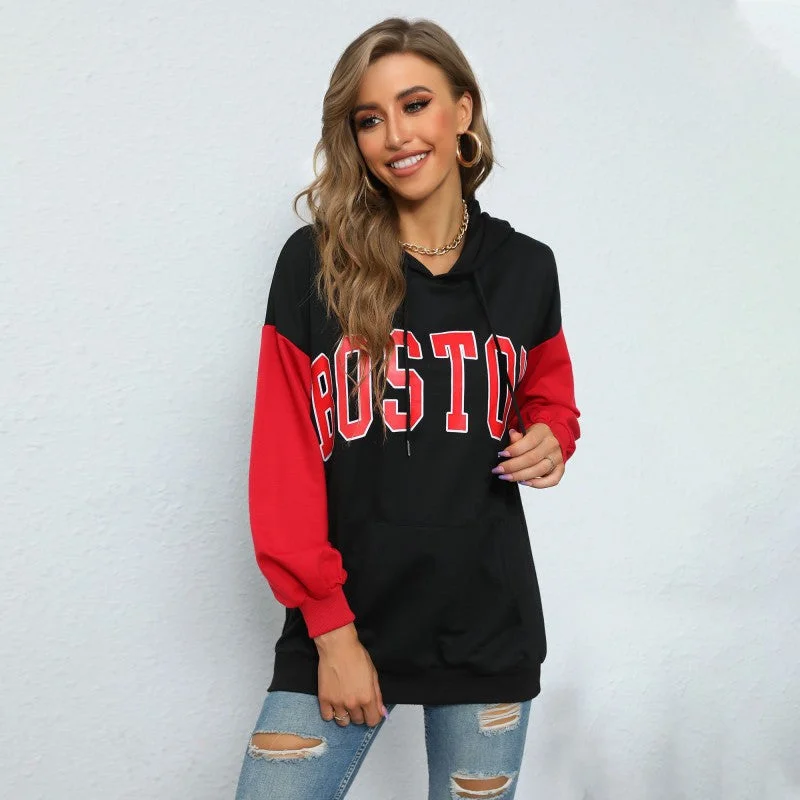 IKEARLAX New popular autumn contrasting color hoodie 2025 letter printing casual sports hooded sweater women Hoodie with Toggle Buttons Decorative Unique