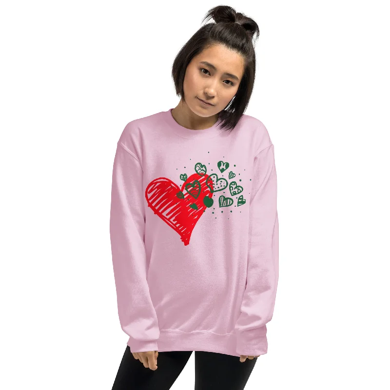 Sweetheart Hearts Unisex Crew Neck Sweatshirt Hoodie with High Neck Warm Protective