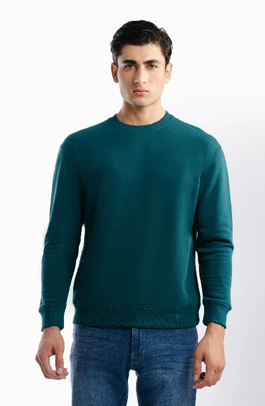 Solid Sweatshirt - Green Hoodie with Relaxed Fit Easy Casual