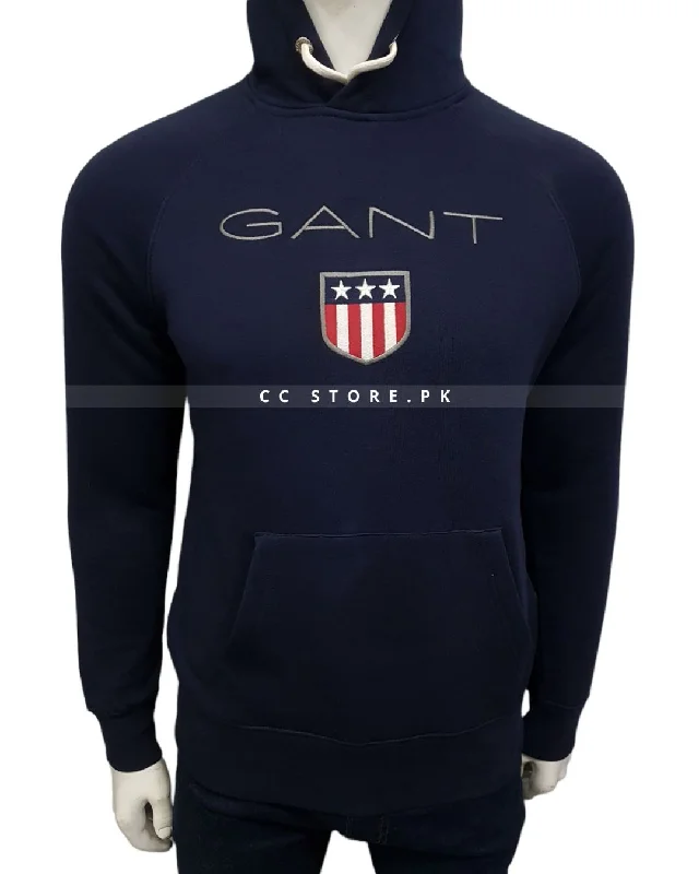 GNT Shield Logo Navy Blue Hoodie Hoodie with Camouflage Military Edgy