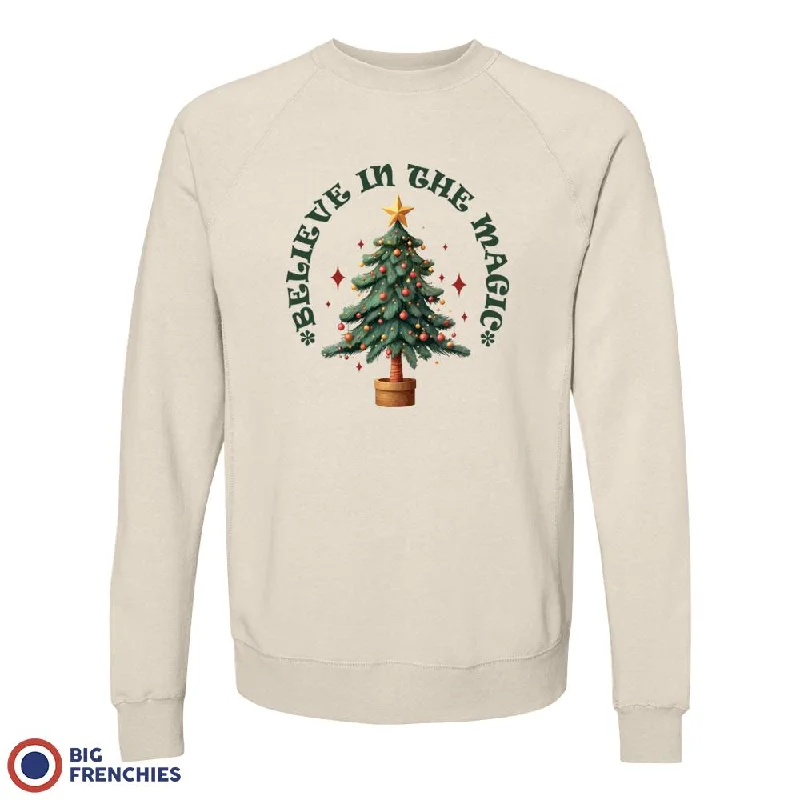 Believe In The Magic Christmas Unisex Organic Cotton Sweatshirt Hoodie with Set-In Sleeves Structured Classic