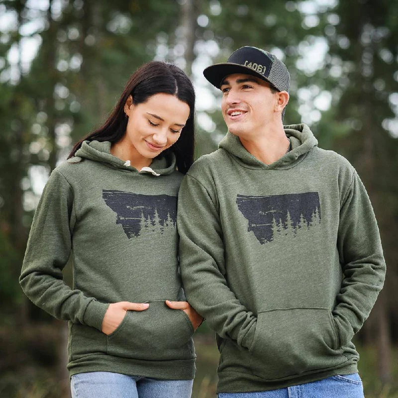 Alpine Forest Hoodie (unisex) Hoodie with Hem Applique Textured Unique