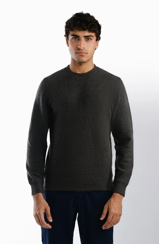 Thermal Sweatshirt - Dark Grey Hoodie with Batwing Sleeves Loose Dramatic