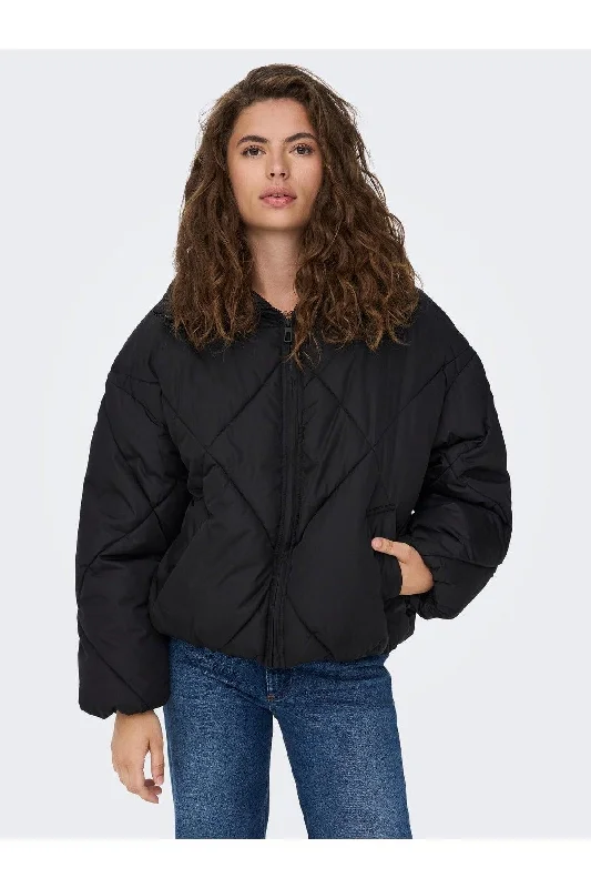 Tamara Short Quilted Jacket Cc Otw Women's Black Coat 15242558-02 Satin Jacket Silk Jacket Chiffon Jacket