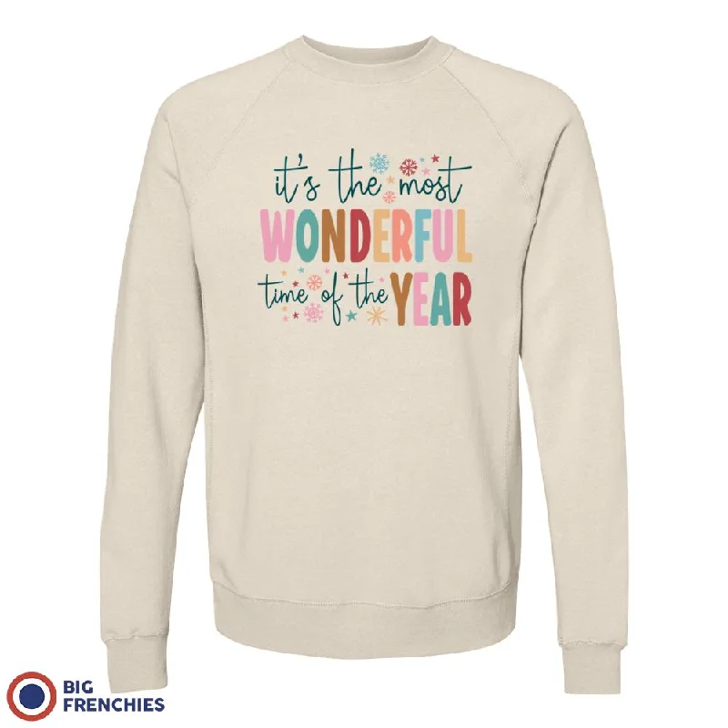 It's The Most Wonderful Time Of The Year Christmas Unisex Organic Cotton Sweatshirt Hoodie with Raw Hem Edgy Unfinished