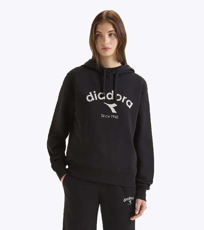 HOODIE ATHL. LOGO - BLACK Hoodie with Drawstring Waist Adjustable Fitted