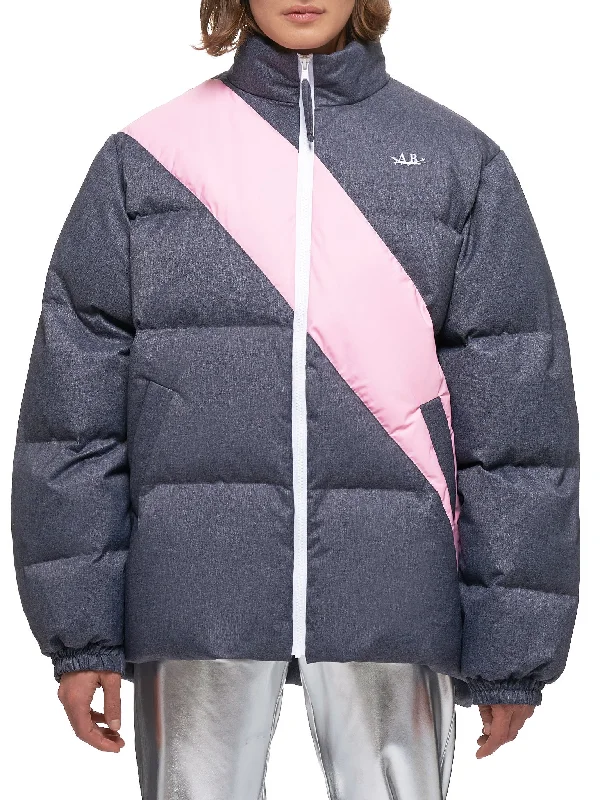 Puffer Jacket (20-23-W-GRAY-PINK) V-Neck Jacket Boat Neck Jacket Square Neck Jacket