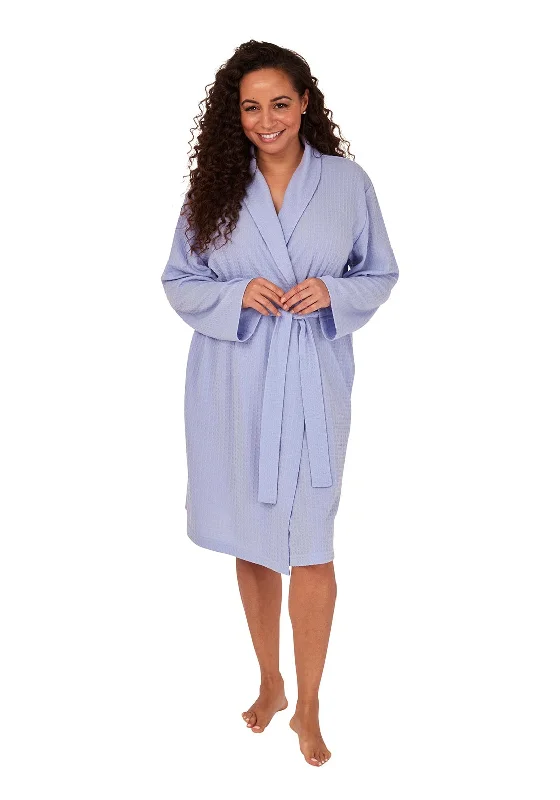 Indigo Sky Waffle Shawl Collar Dressing Gown, Blue Warm Cashmere Shawl Scarf