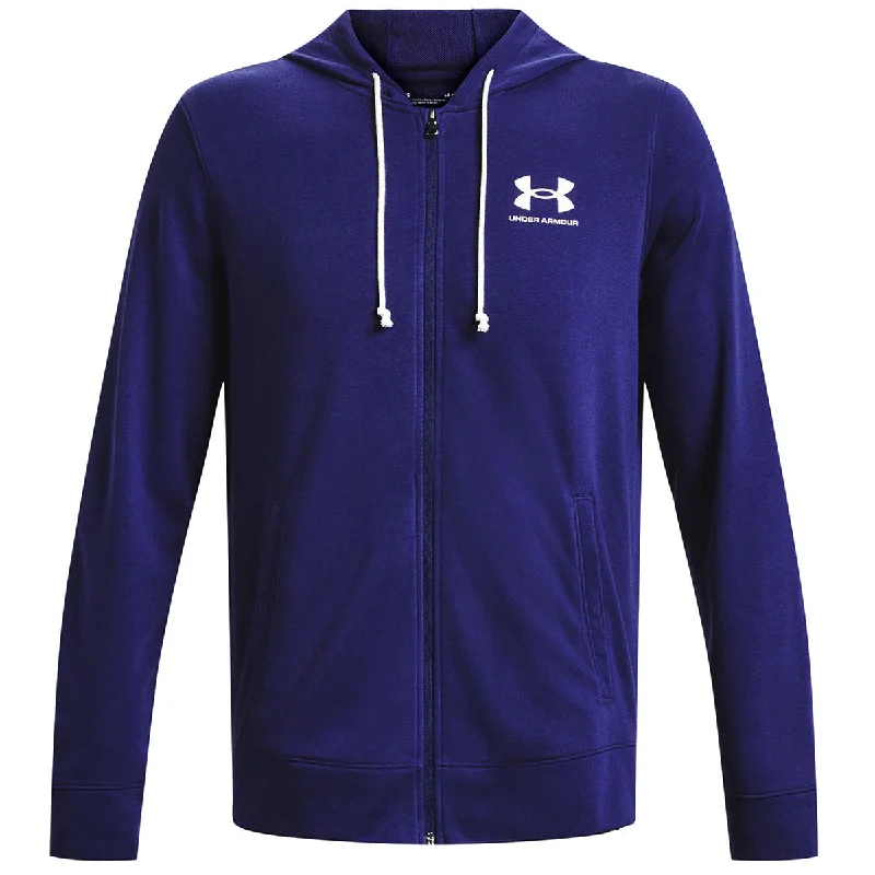 Under Armour Rival Terry Full Zip Jacket - Mens - Sonar Blue Rayon Fabric Velvet Fabric Corduroy Fabric