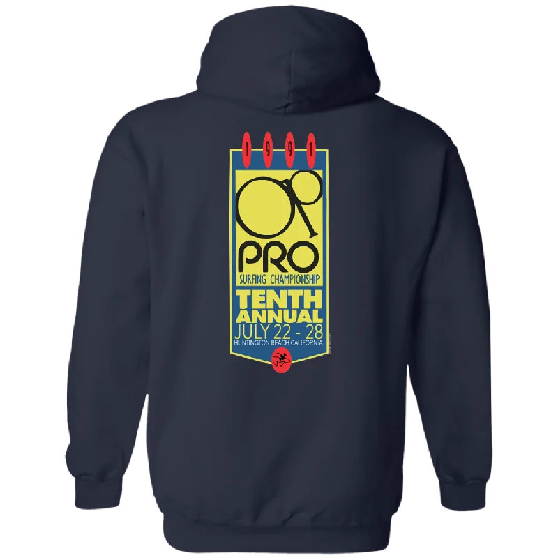 OP Pro 1991 Flip Print Fleece Hoodie Hoodie with Hidden Zipper Minimalist Clean