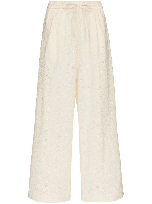 Montauk embroidered cotton trousers Trousers Summer Linen