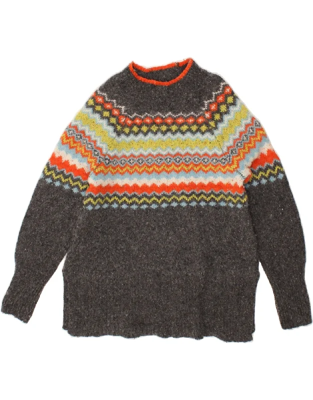 WHITE STUFF Womens Turtle Neck Jumper Sweater UK 10 Small Grey Fair Isle Plaid Sweater Polka Dot Checkered