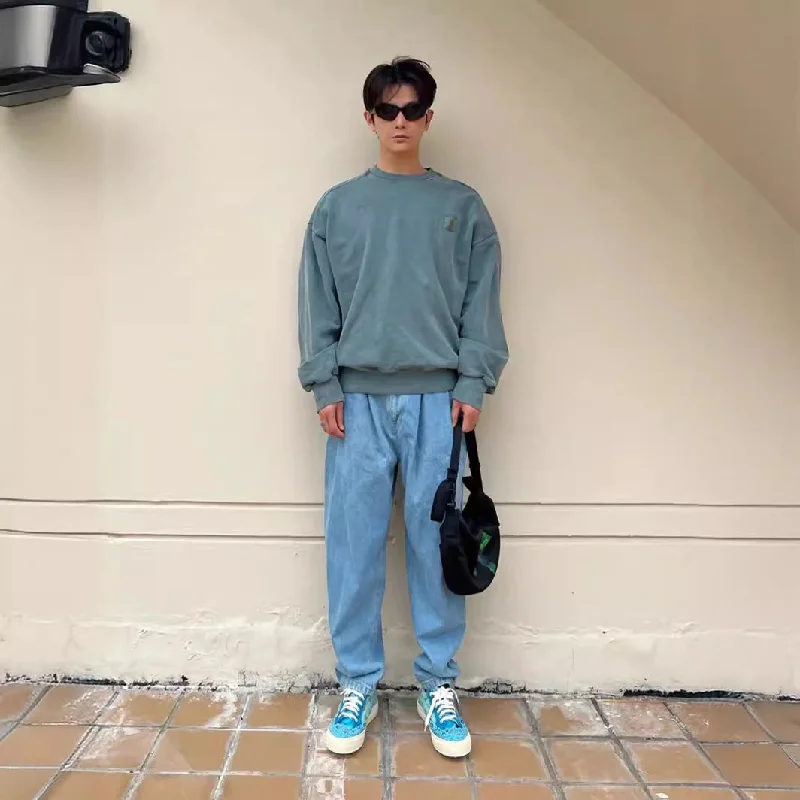 Advbridge winter outfits men Classic Logo round Neck Pullover Sweater Korean Style Solid Color Loose Long Sleeve Top for Men and Women Square Neck Pullover Advbridge winter outfits men Classic Logo round Neck Pullover Sweater Korean Style Solid Color Loose Long Sleeve Top for Men and Women Square Neck Pullover