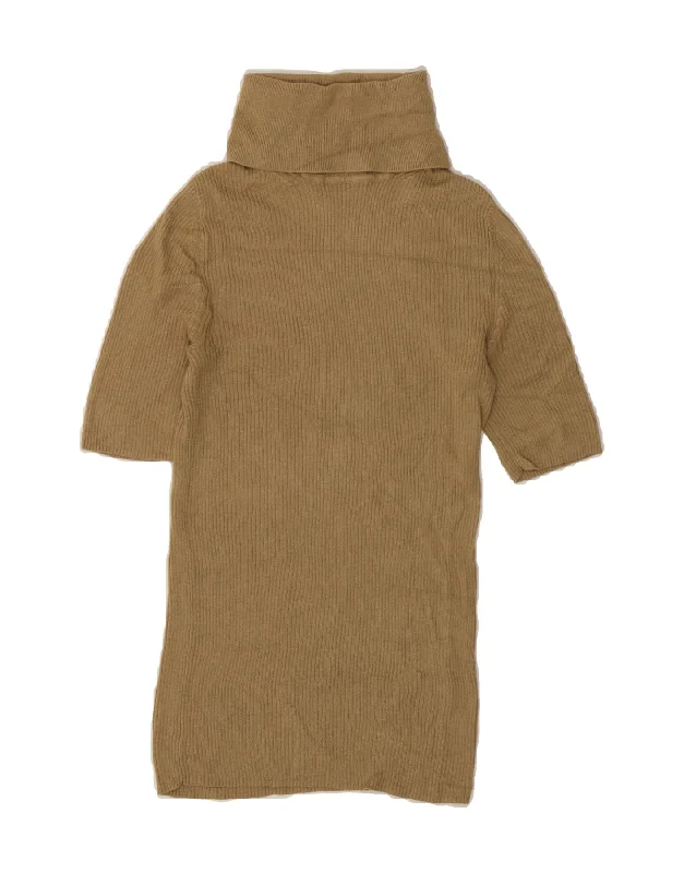MICHAEL KORS Womens Short Sleeve Roll Neck Jumper Sweater UK 6 XS Beige Long Sweater Short Sweater Cropped Sweater