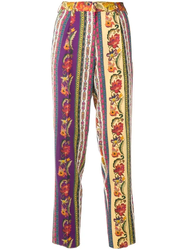 floral patchwork print trousers Trousers High Rise Slim Fit
