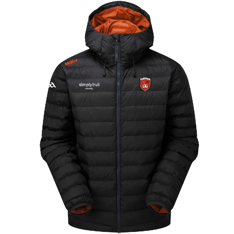 Mc Keever Armagh GAA Official Vital Padded Jacket - Adult - Black/Orange/White Boat Neck Shawl Collar Notched Collar