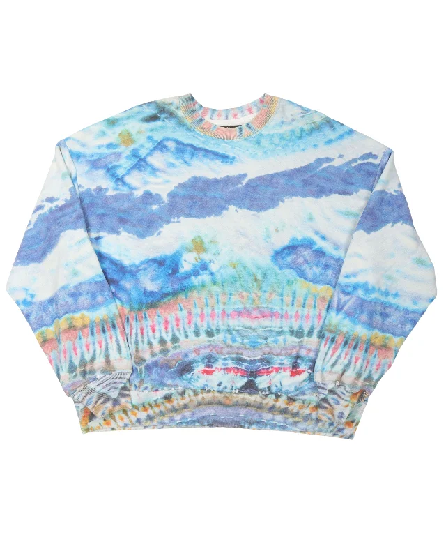 Tie-Dye Crewneck Sweatshirt Hoodie with Mock Neck Collared Structured