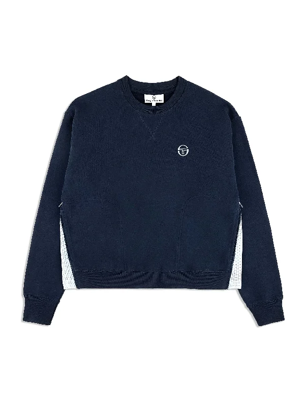 Lusia Sweatshirt- Maritime Blue Hoodie with V-Neck Classic Versatile