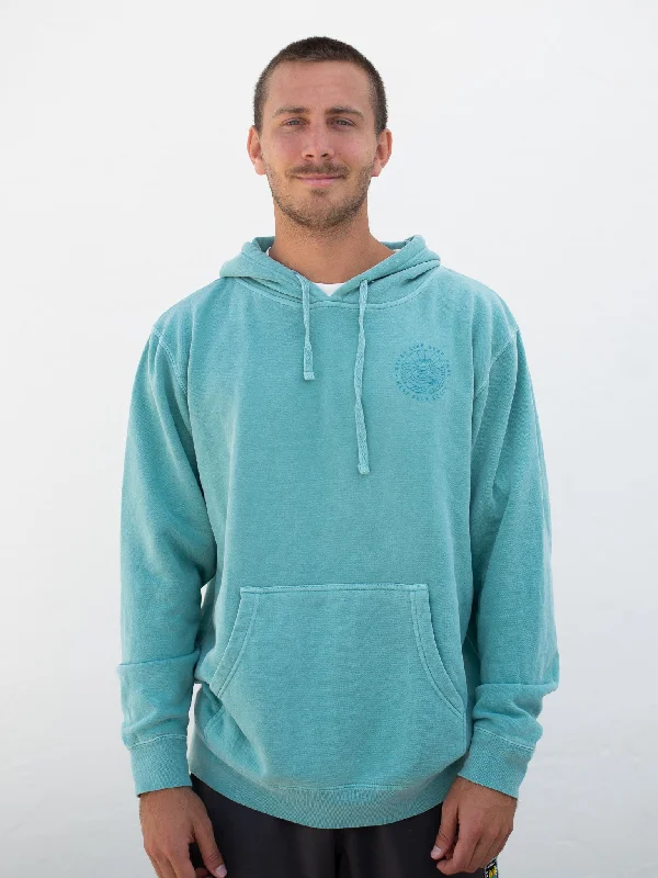 Gypsy Life Surf Shop - OG Logo - Heavyweight Pigment Mint Dyed Hooded Sweatshirt Hoodie with Exposed Zipper Edgy Industrial