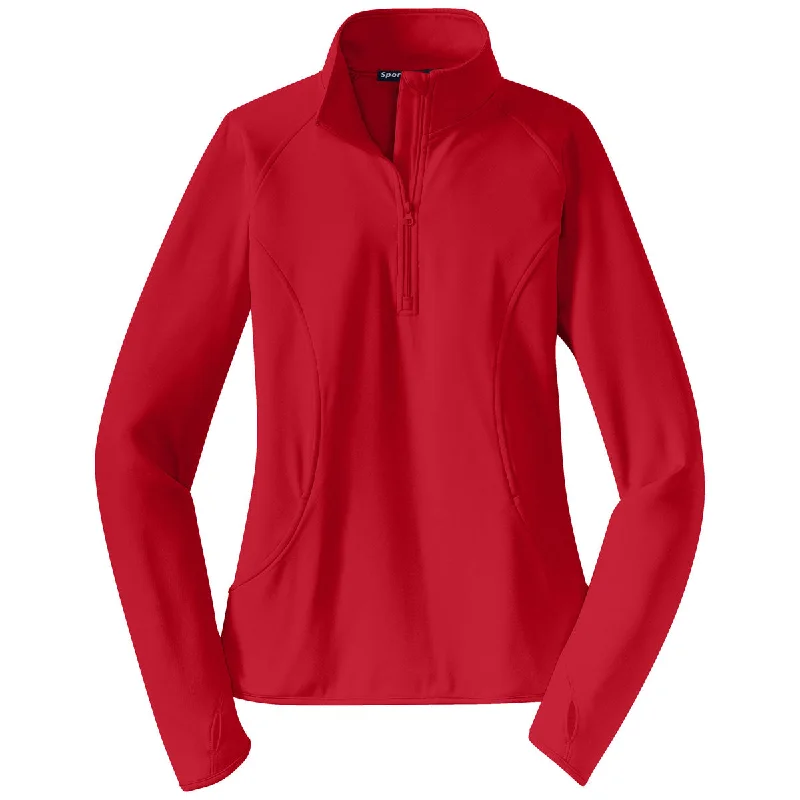 Sport-Tek Women's True Red Sport-Wick Stretch 1/4-Zip Pullover Surplice Neck Pullover Sport-Tek Women's True Red Sport-Wick Stretch 1/4-Zip Pullover Surplice Neck Pullover