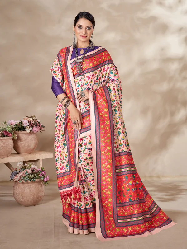 Sonakshi Women's Multicolor Digital Printed Pashmina Saree with Shawl Cozy Plaid Wool Shawl Sonakshi Women's Multicolor Digital Printed Pashmina Saree with Shawl Cozy Plaid Wool Shawl
