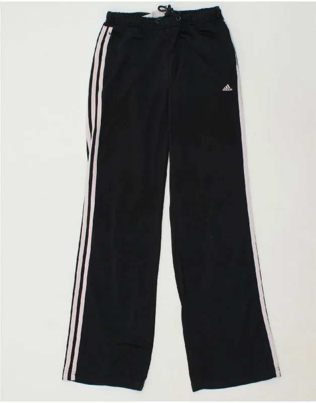 ADIDAS Womens Tracksuit Trousers UK 14 Medium Black Polyester Chinos Cotton Straight Leg