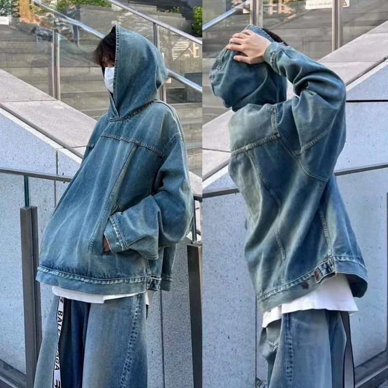 Advbridge Vintage Denim Sweatshirt Hoodie Streetwear Hip-hop Jacket Men Autumn Women Pullover Casual Loose Long Sleeve Denim Jacket Wrist Length Sleeve Advbridge Vintage Denim Sweatshirt Hoodie Streetwear Hip-hop Jacket Men Autumn Women Pullover Casual Loose Long Sleeve Denim Jacket Wrist Length Sleeve